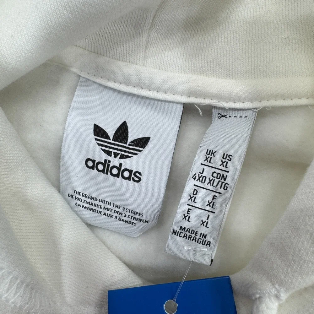 NWT Adidas‎ Big Trefoil Logo Hoodie XL Mens White Retro